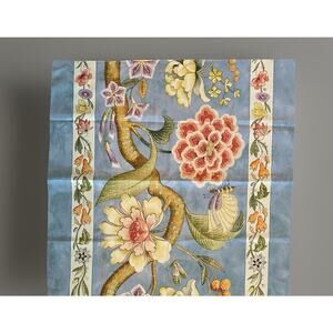 2 SCHUMACHER Bailey Botanical Style Floral Fabric Cotton French Blue Samples 26"